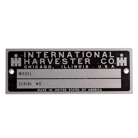 IHS1595 Blank Serial Number Tag With Rivets  Fits International